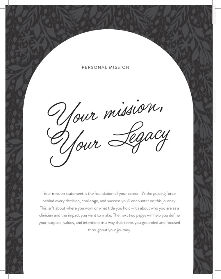 Personal mission page from The Therapist's Year One