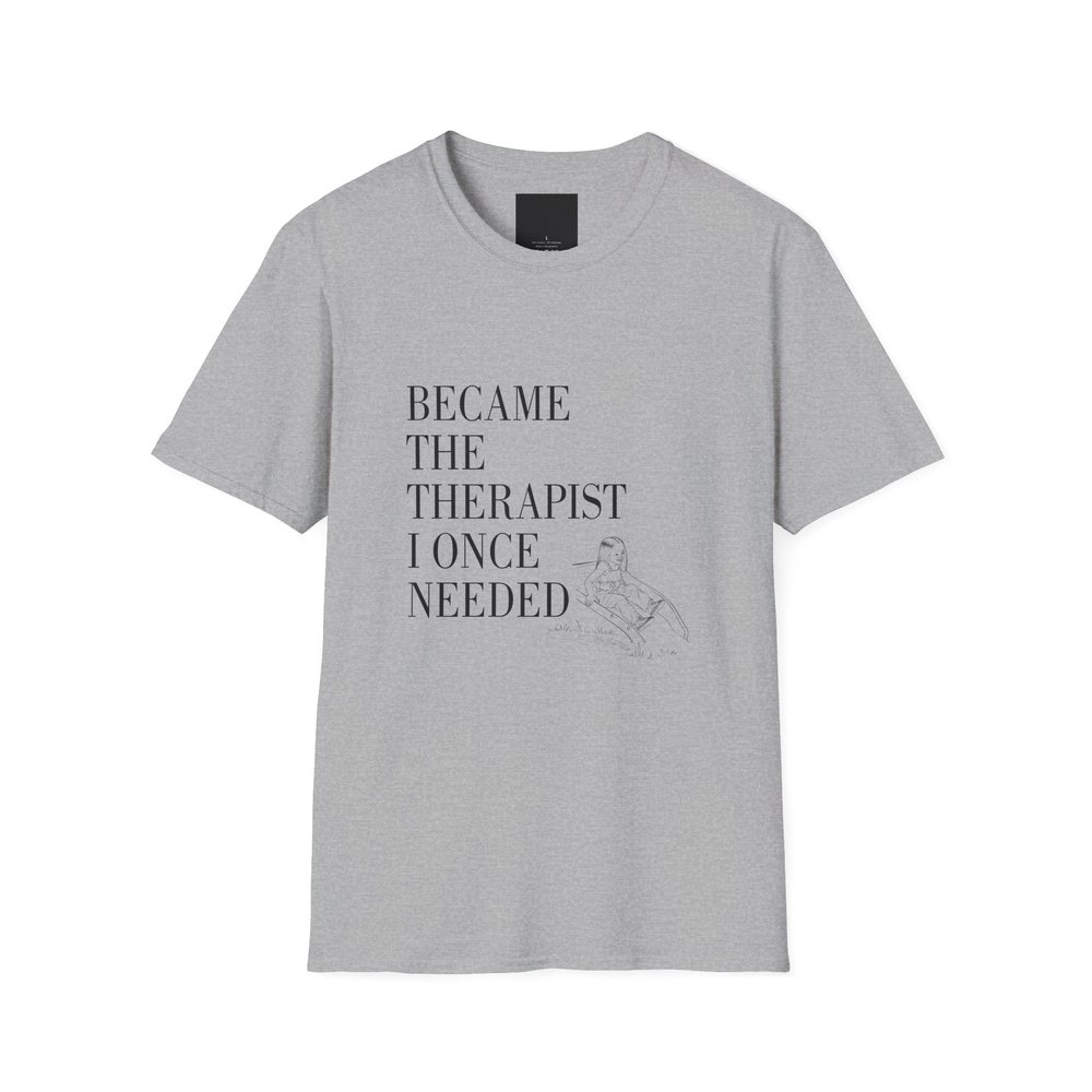 Became the Therapist I Once Needed, Little Me design, on a heather grey tee